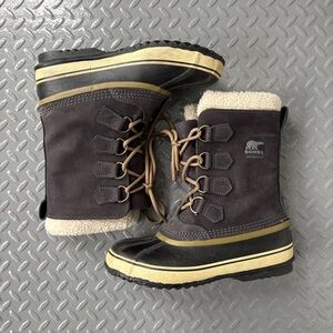 Sorel 1964 Charcoal Gray Leather Winter Boots